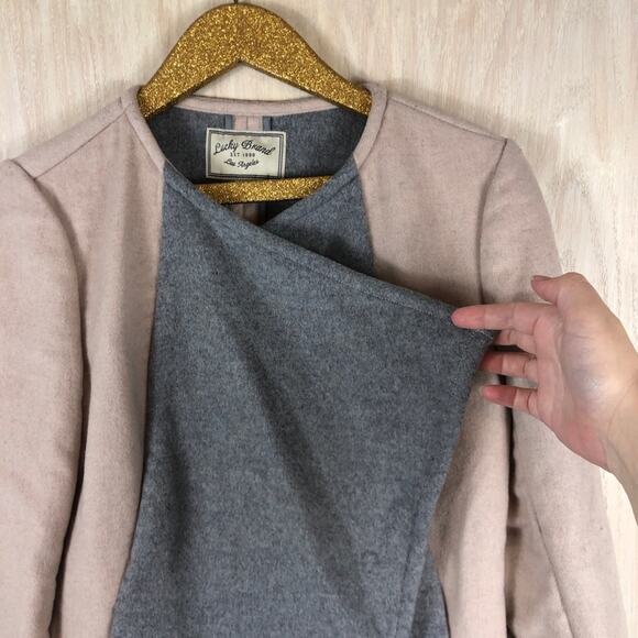 Lucky Brand Colorblock Draped Asymmetrical Neutral Lagenlook Cardigan Jacket S - Picture 4 of 11